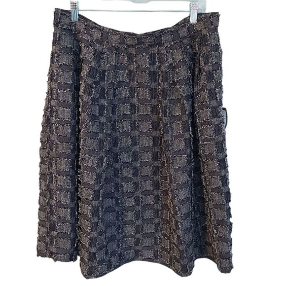 Eva Mendes Blue Maddie Fringe Patchwork Lined Pleated Skirt Womens 12 Y2k Boho - Picture 1 of 16